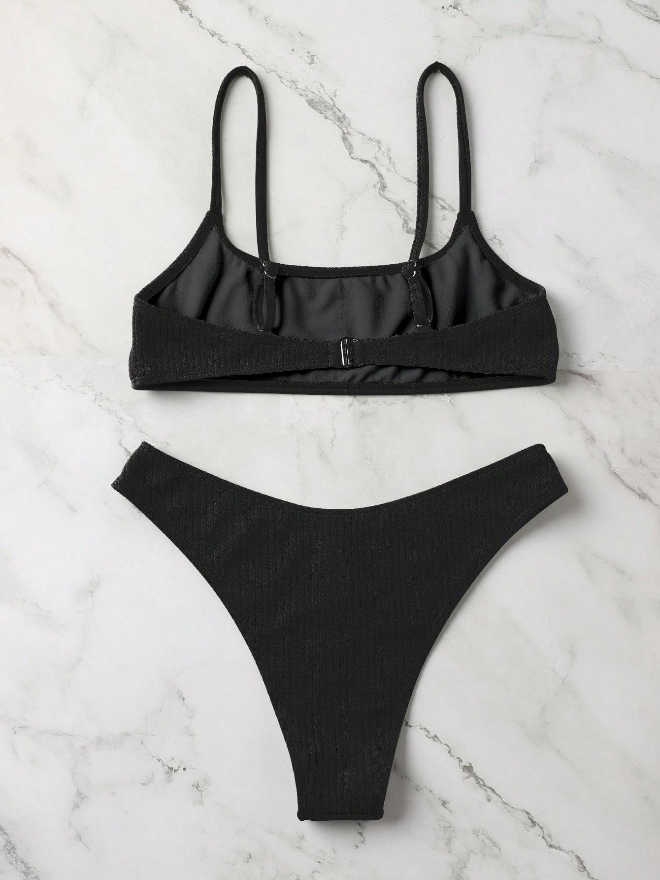 SHEIN CZARNY DWUCZĘŚCIOWY STRÓJ KĄPIELOWY S09__XL