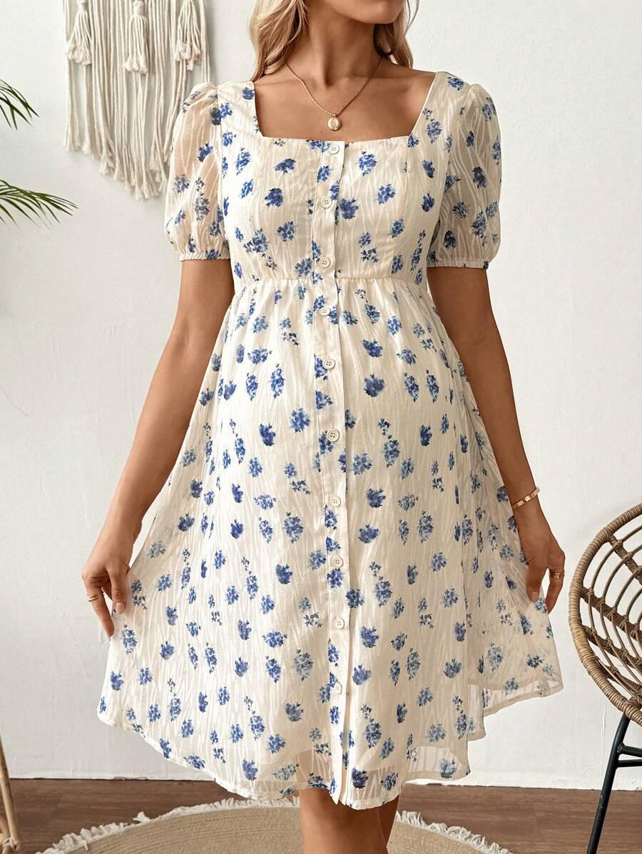 SHEIN SUKIENKA CIĄŻOWA WZÓR KWIATY S06__L