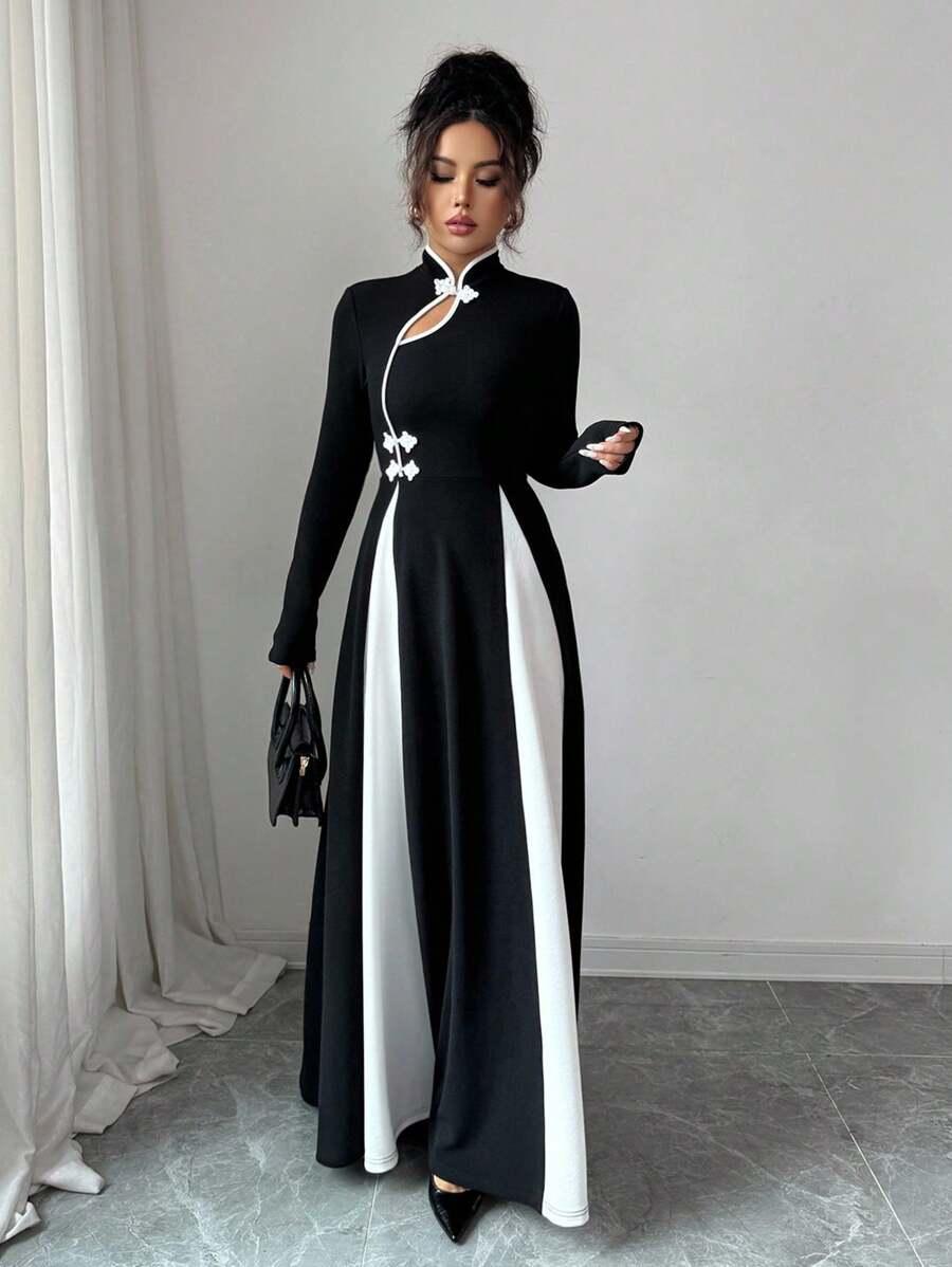 SHEIN MAXI SUKIENKA KONTRAST S06__M