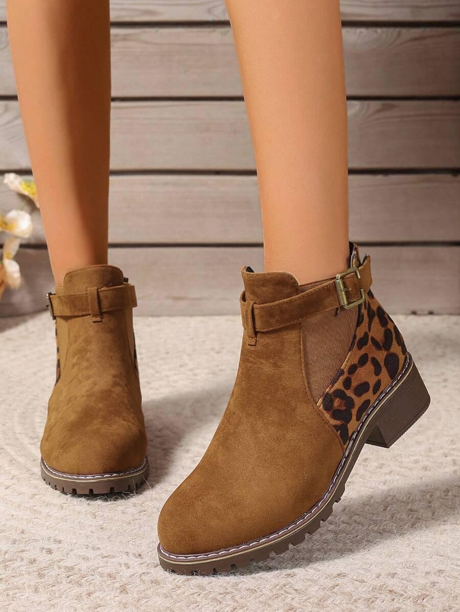 SHEIN BRĄZOWE BOTKI PŁASKI OBCAS W01__41
