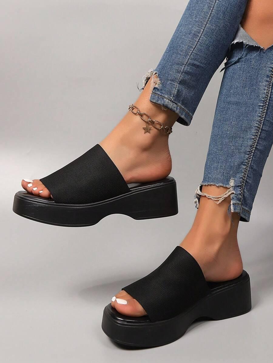 SHEIN CZARNE KLAPKI PLATFORMA S06__39