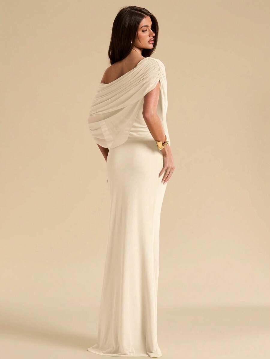 SHEIN BEŻOWA MAXI SUKIENKA S06__L
