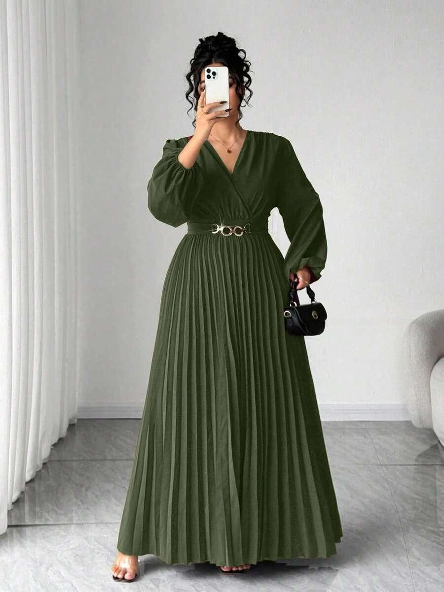ELENZGA MAXI ZIELONA PLISOWANA SUKIENKA S06__XL