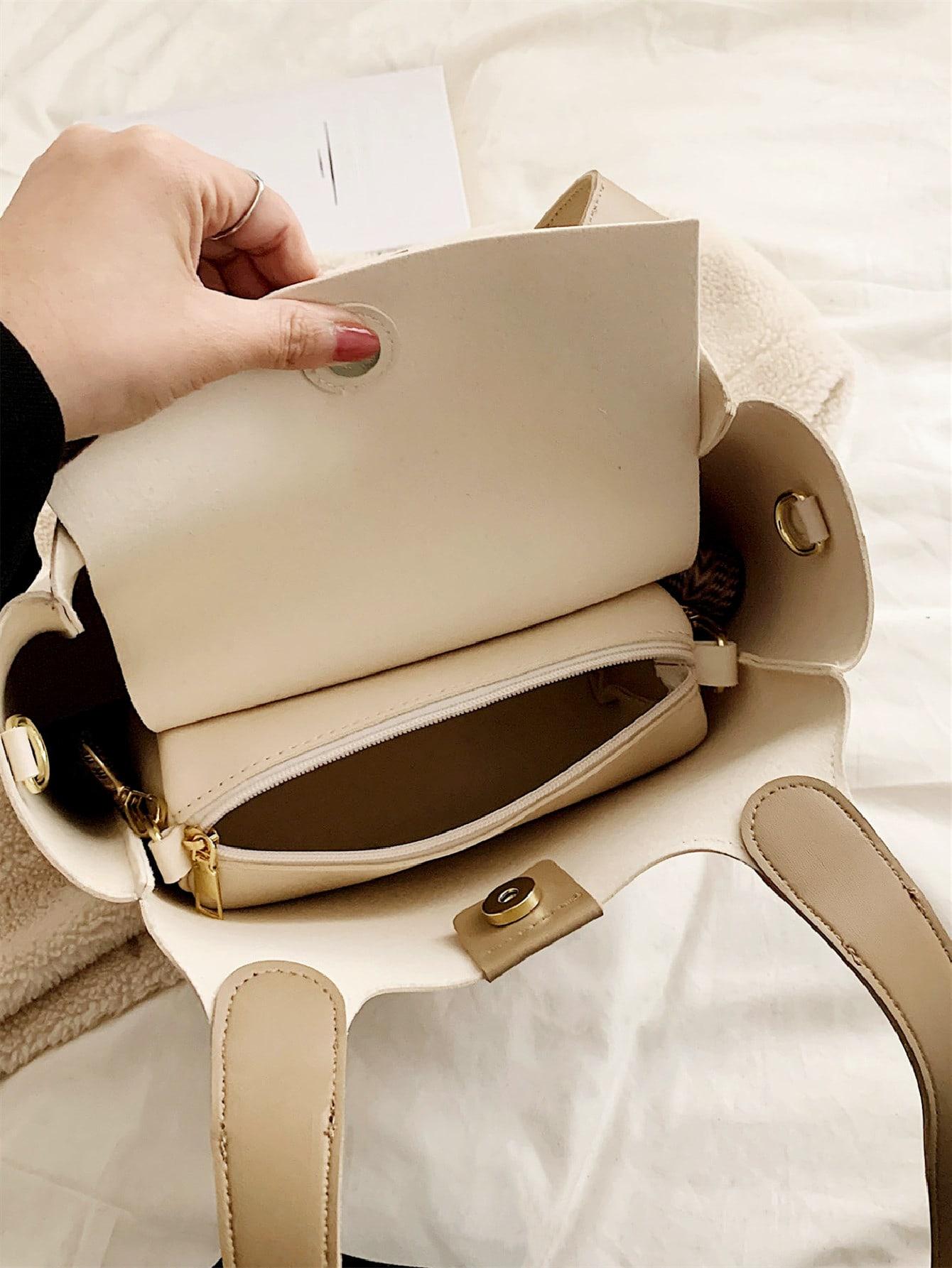 SHEIN BEŻOWA TOREBKA ZAMEK S07__32X26