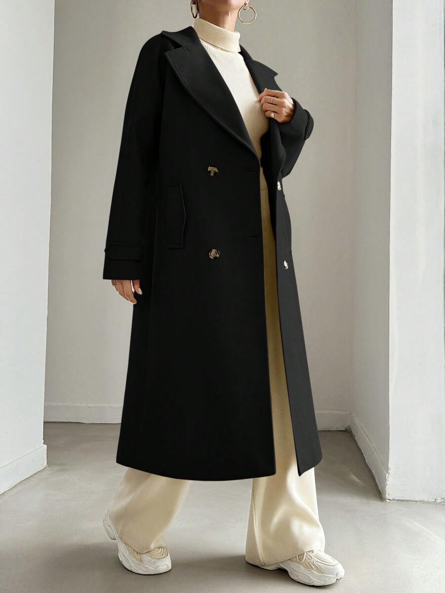 SHEIN CZARNY PŁASZCZ GUZIKI W01__XL