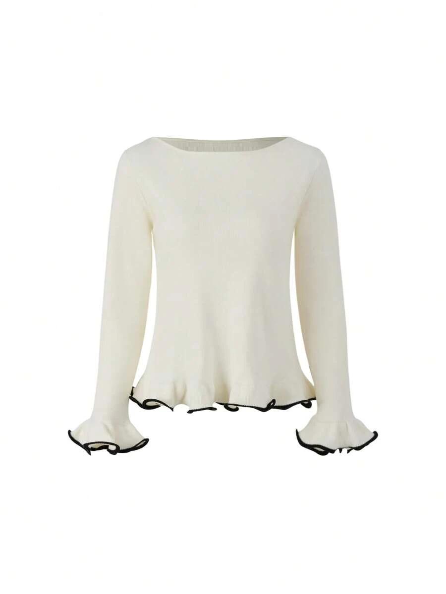 SHEIN KREMOWY SWETER FALBANA S06__XS