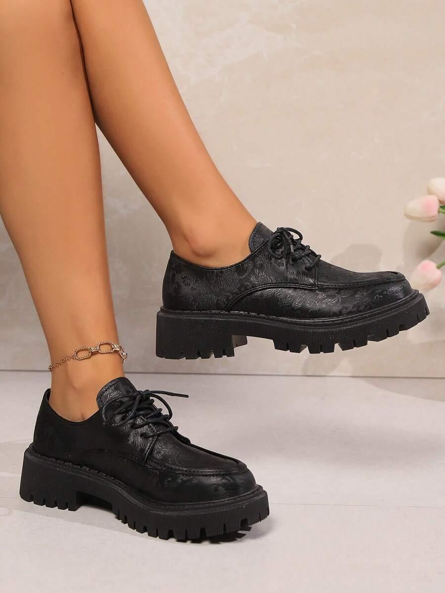 SHEIN CZARNE SZNUROWANE PÓŁBUTY S06__39,5