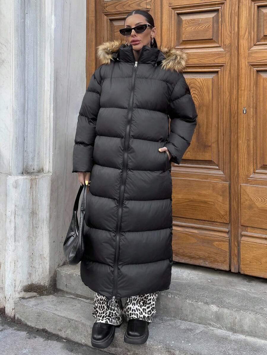 SHEIN CZARNA PIKOWANA KURTKA ZAMEK W01__XL