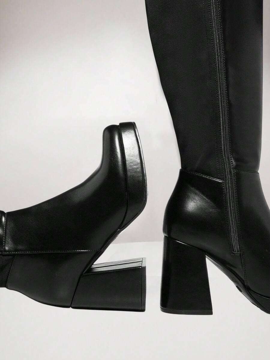 SHEIN CZARNE KOZAKI NA OBCASIE W01__36