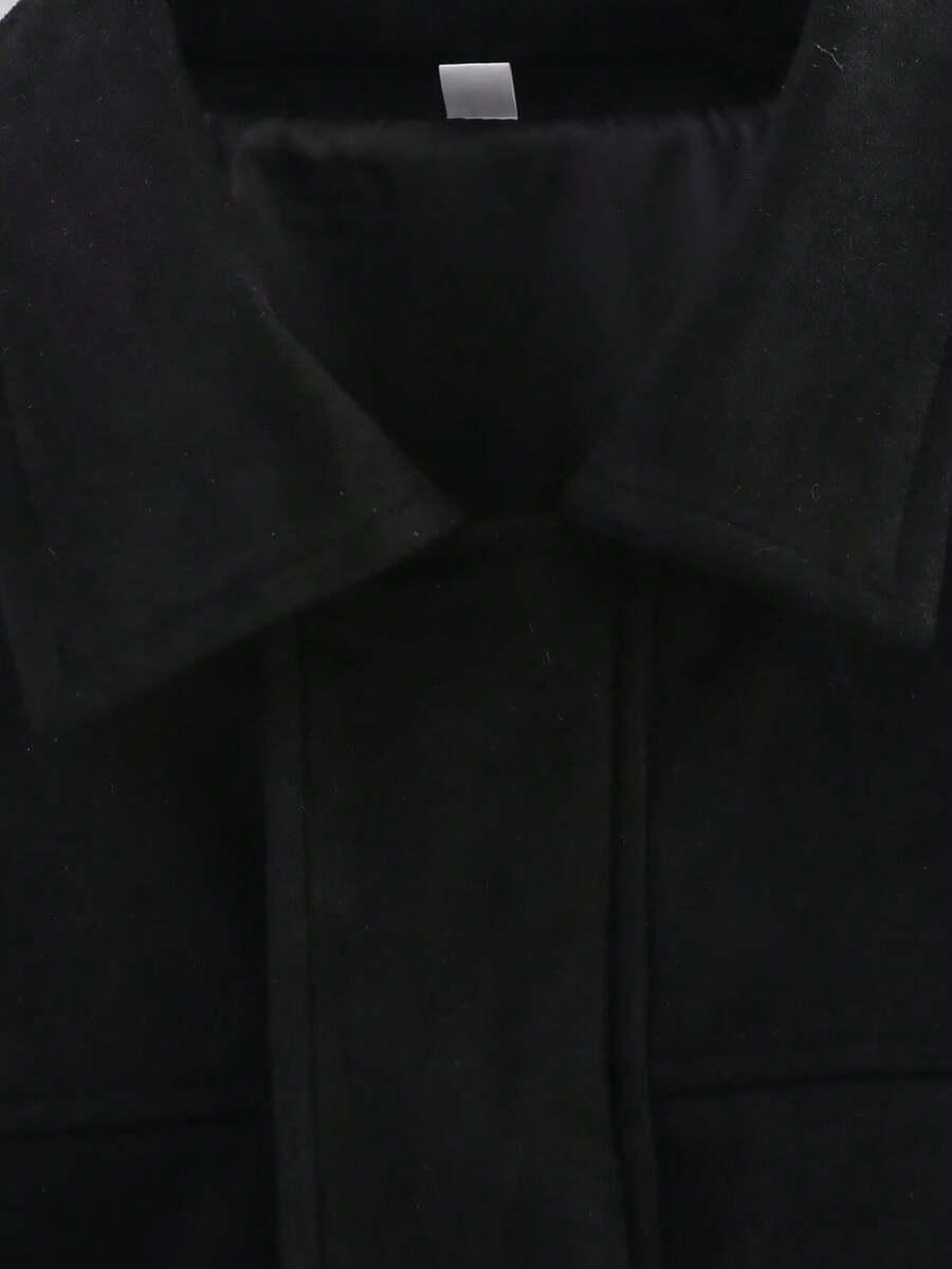 SHEIN CZARNA KURTKA IMITACJA ZAMSZU W01__S