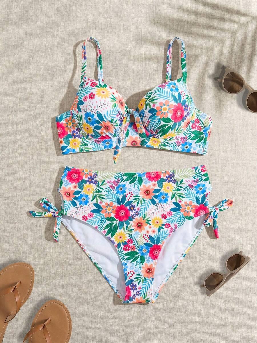 SHEIN DWUCZĘŚCIOWY STRÓJ KĄPIELOWY WZÓR KWIATY S09__50