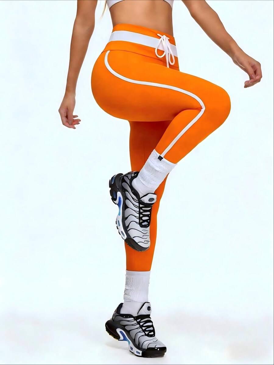 EASSIVO SPORTOWE LEGGINSY WIĄZANIE KONTRAST PK01__XL