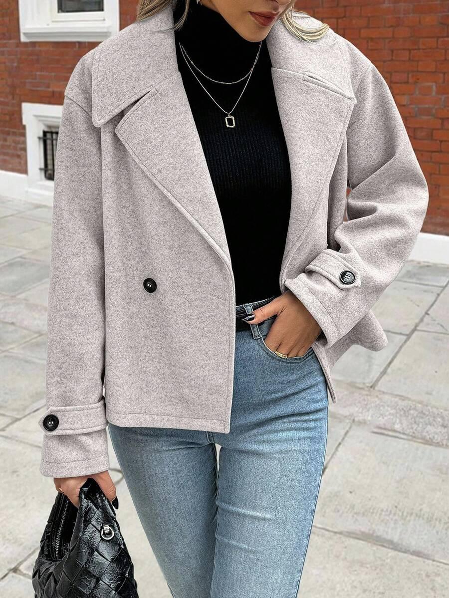 EMERY ROSE SZARY KLASYCZNY PŁASZCZ W01__S