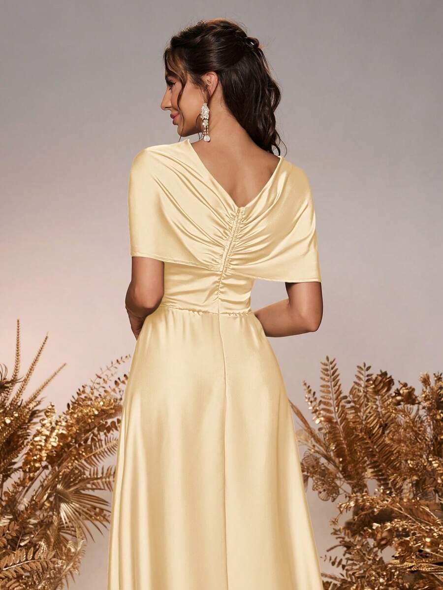SHEIN ŻÓŁTA SATYNOWA MAXI SUKIENKA S06__L