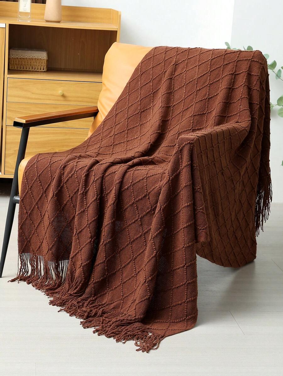 SHEIN BRĄZOWY KOC NA SOFĘ S07__120X180