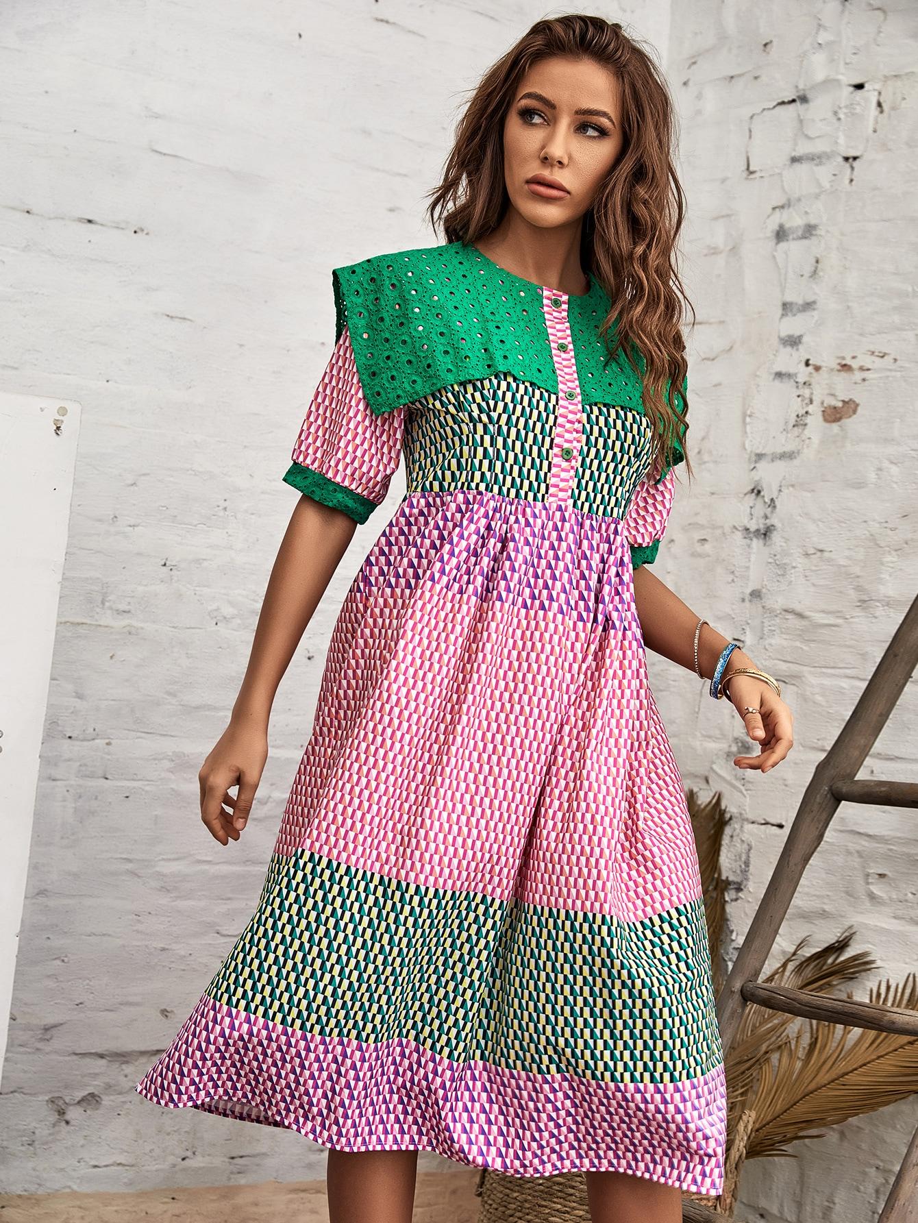 SHEIN MIDI SUKIENKA OKRĄGŁY DEKOLT S06__L