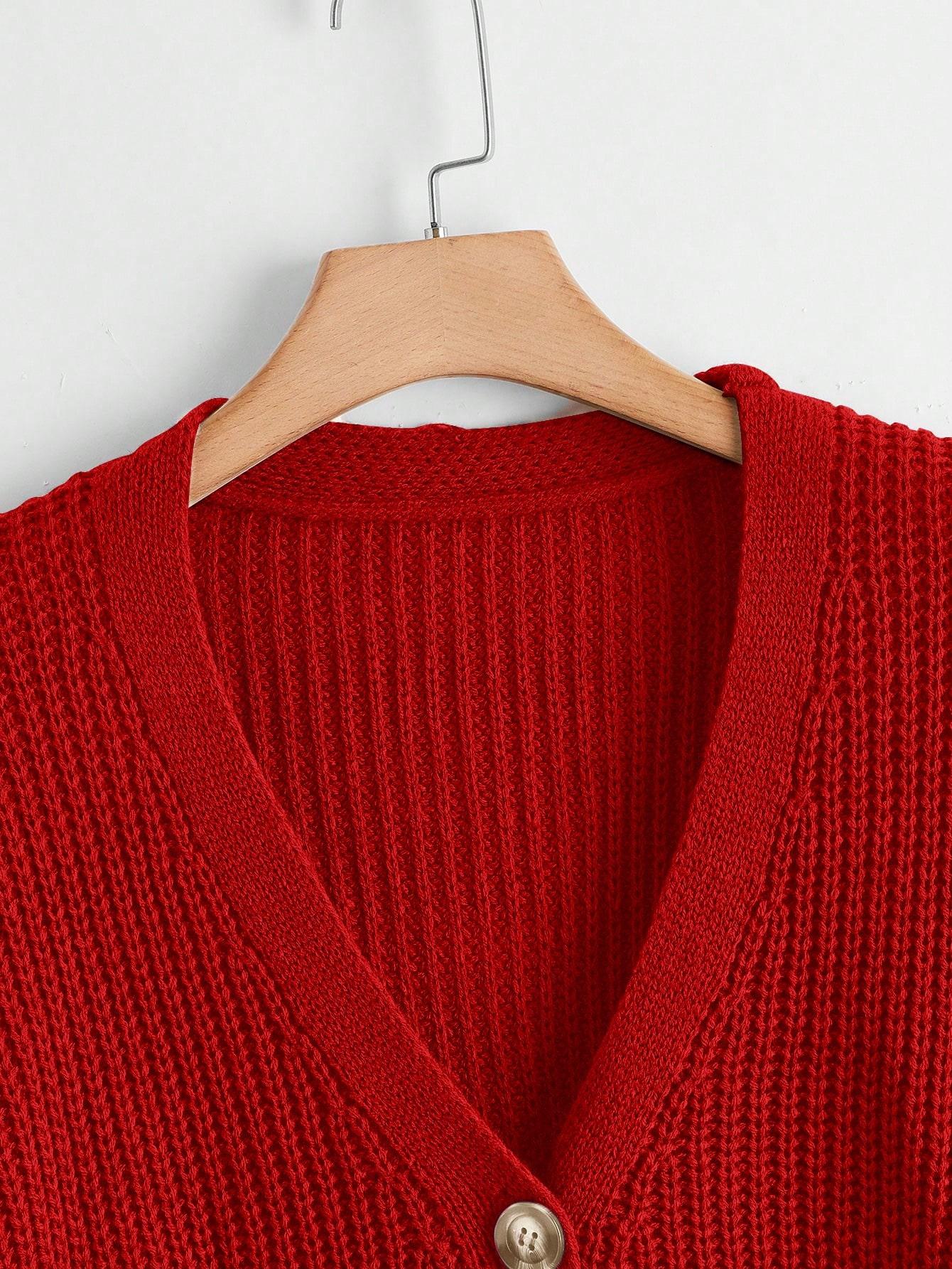 SHEIN CZERWONY SWETER V-NECK S06__48