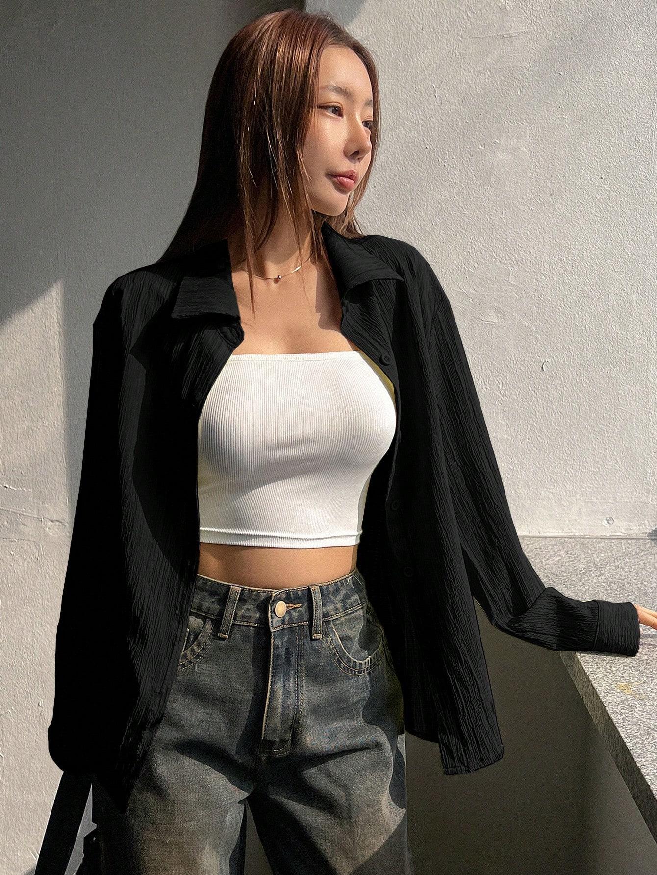 SHEIN CZARNA KOSZULA TEKSTURA S06__XL