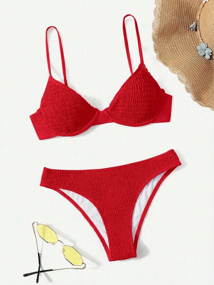 SWIM BASICS CZERWONY DWUCZĘŚCIOWY STRÓJ KĄPIELOWY S09__M
