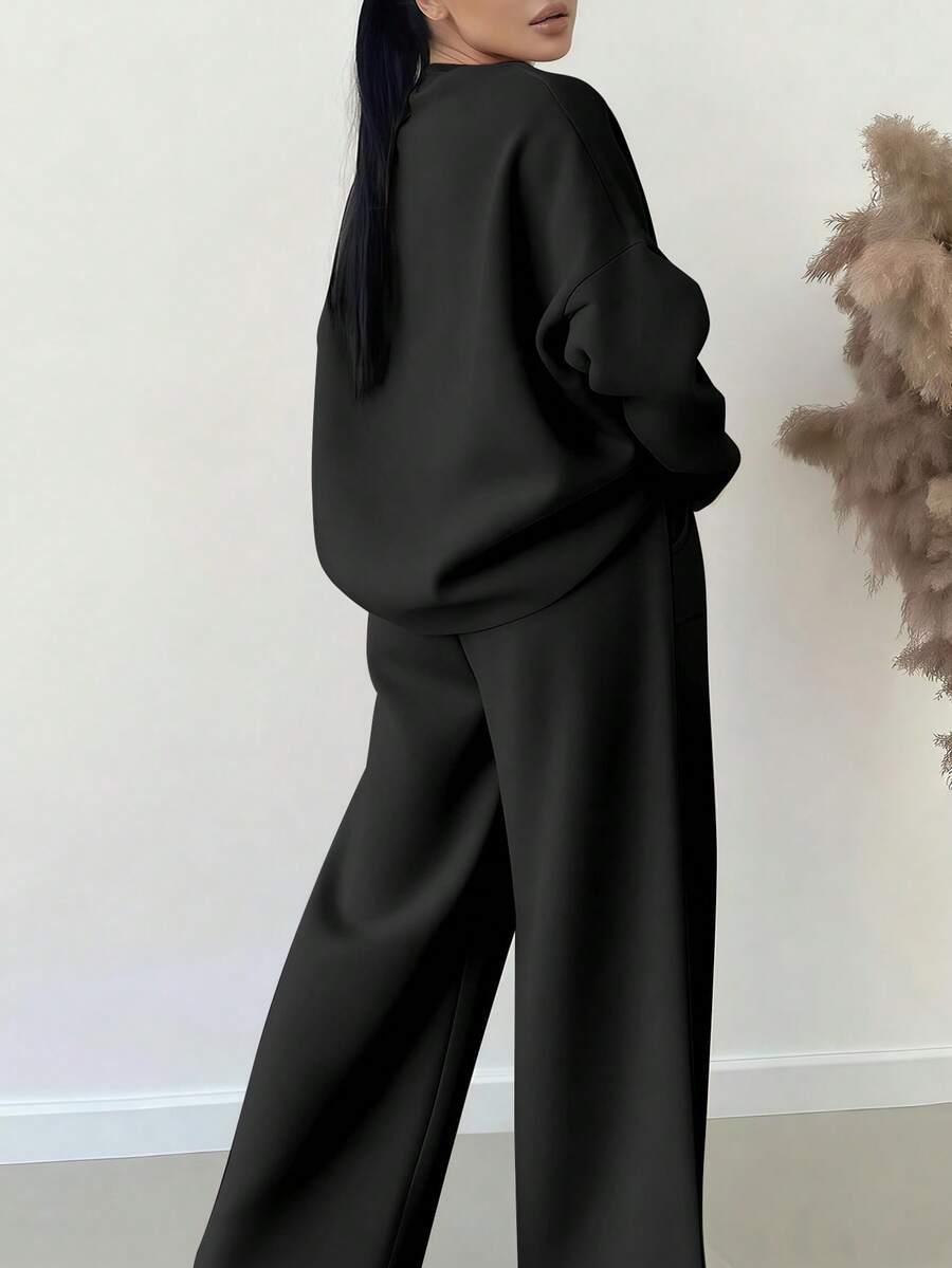 EMERY ROSE CZARNA BLUZA SPODNIE KOMPLET S06__S