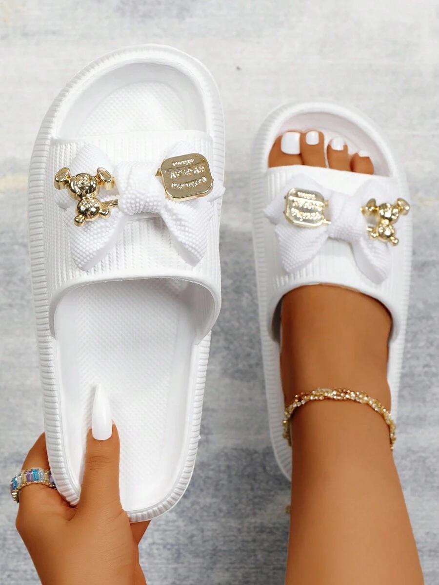 SHEIN BIAŁE KLAPKI ZDOBIENIE S06__40,5-41