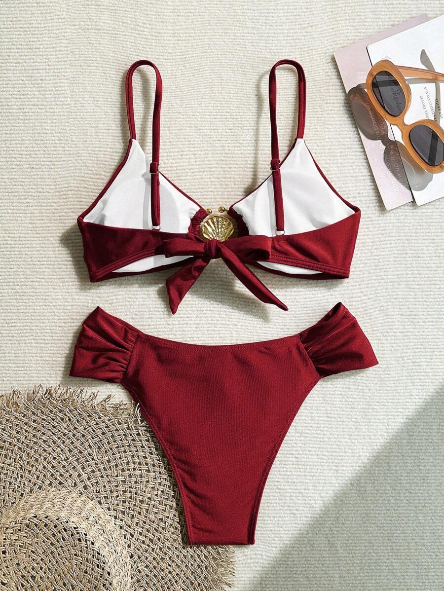 SHEIN BORDOWY DWUCZĘŚCIOWY STRÓJ KĄPIELOWY S09__XL