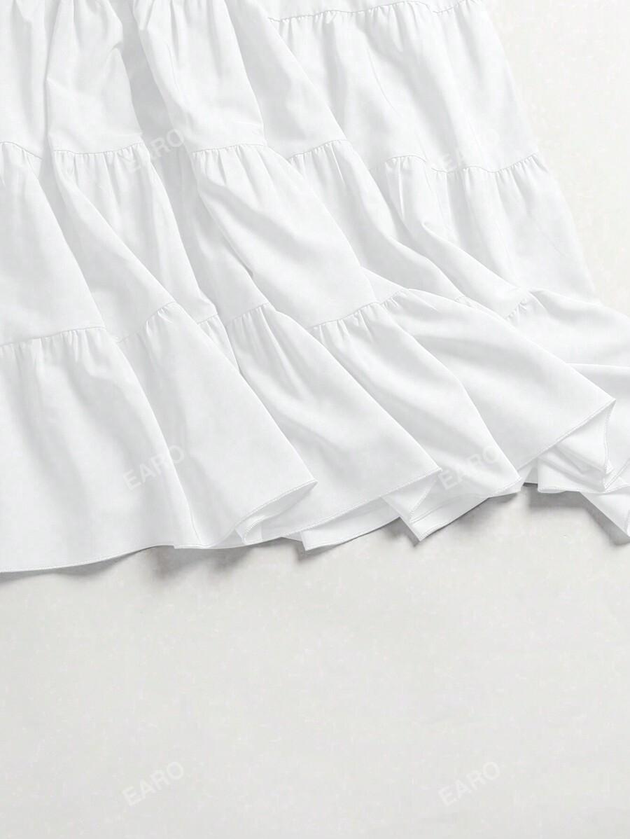 SHEIN BIAŁA SPÓDNICA MAXI Z GUMKĄ W PASIE FALBANKI S06__M