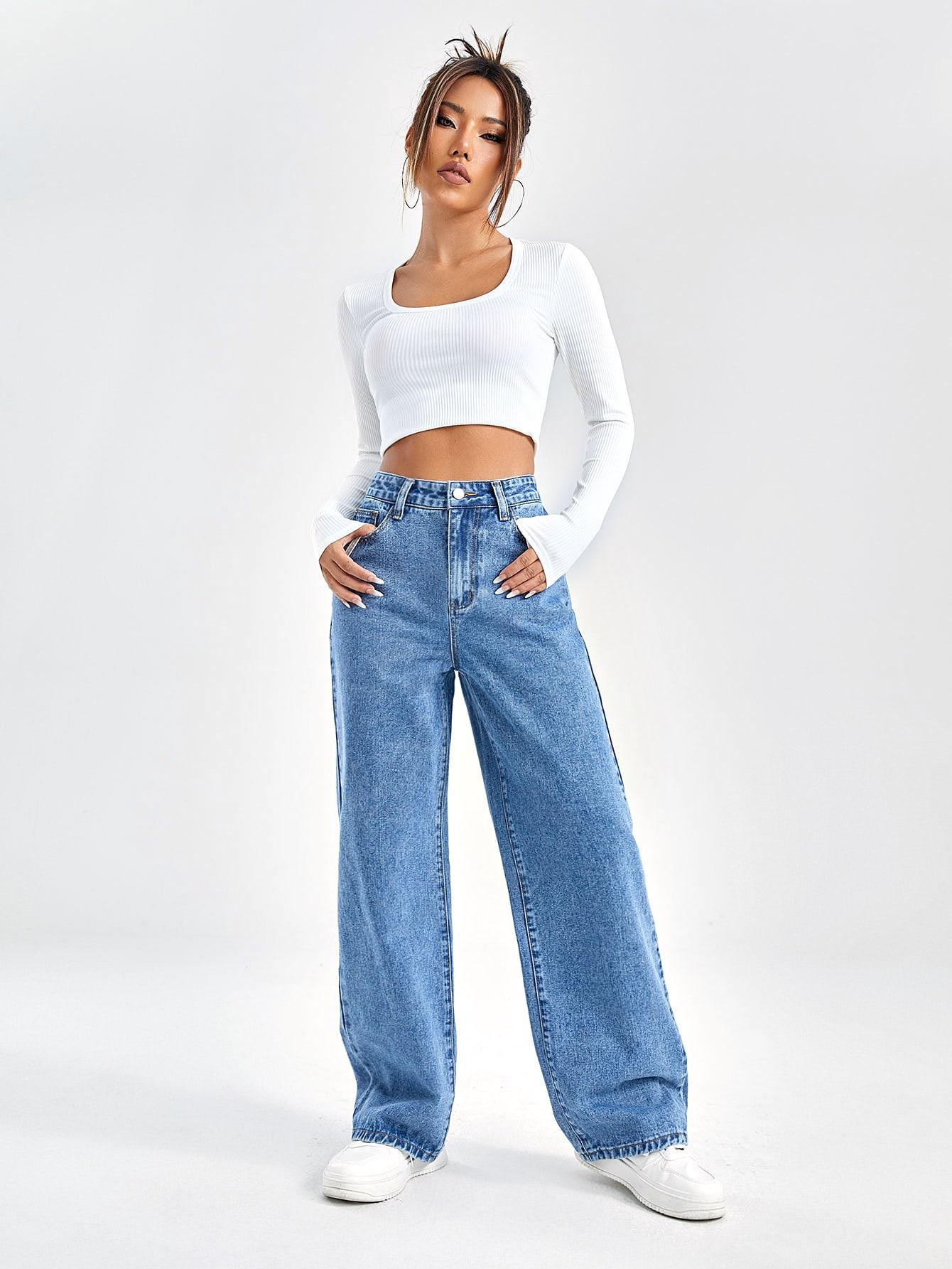 SHEIN NIEBIESKIE JEANSY WYSOKI STAN S06__XS