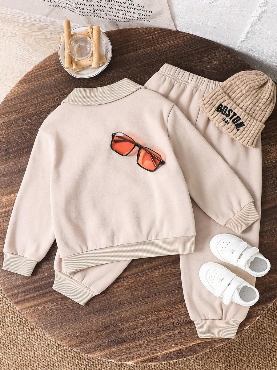 SHEIN BEŻOWY KOMPLET BLUZA SPODNIE S06__116-122
