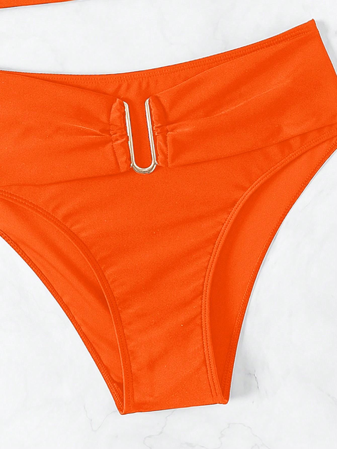 SHEIN POMARAŃCZOWY STRÓJ KĄPIELOWY DWUCZĘŚCIOWY S09__XL