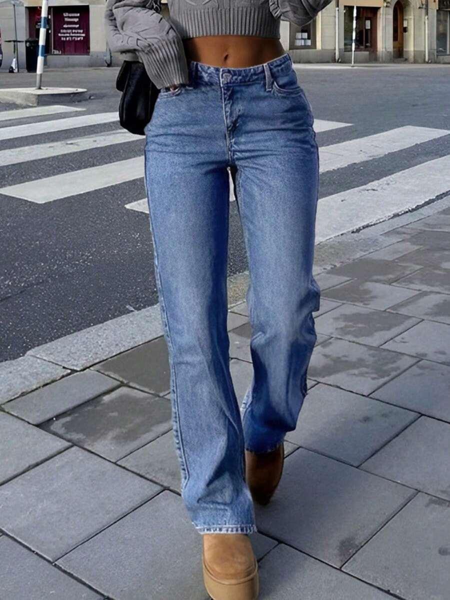 SHEIN SPODNIE JEANS PROSTA NOGAWKA S06__L