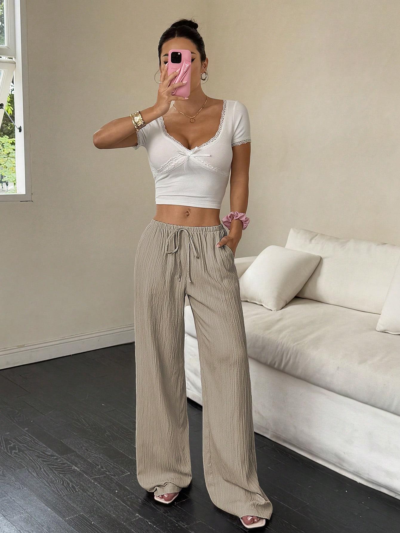 SHEIN BEŻOWE SPODNIE PROSTA NOGAWKA S06__XS