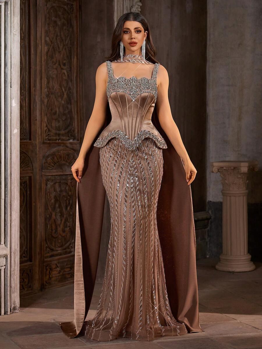 SHEIN MAXI SUKIENKA ZDOBIENIA SZAL S06__L