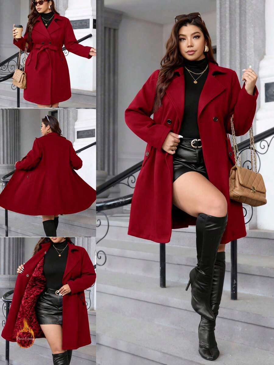 SHEIN CZERWONY PŁASZCZ GUZIKI W01__XXL