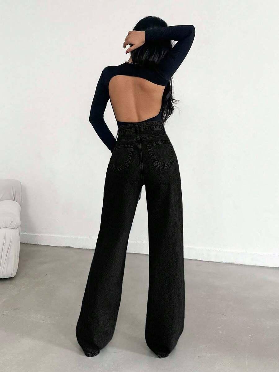 SHEIN CZARNE SPODNIE JEANS S06__L