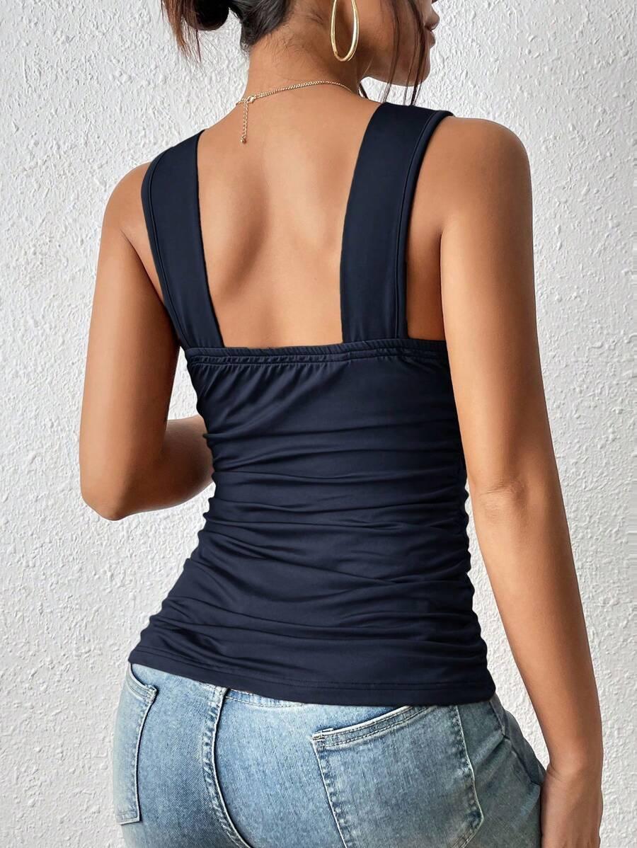 SHEIN GRANATOWY TOP BEZ RĘKAWÓW S06__S