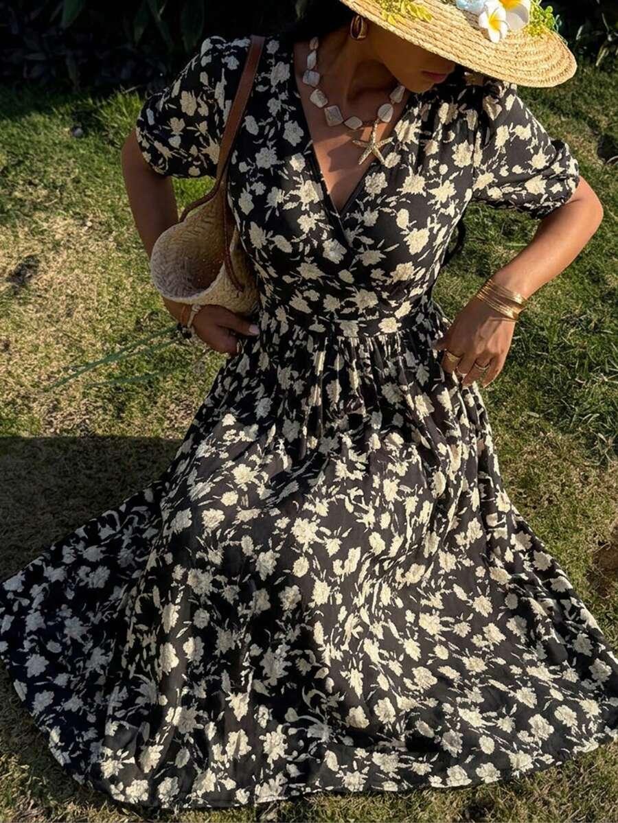 SHEIN MAXI SUKIENKA WZÓR KWIATY PK01__L