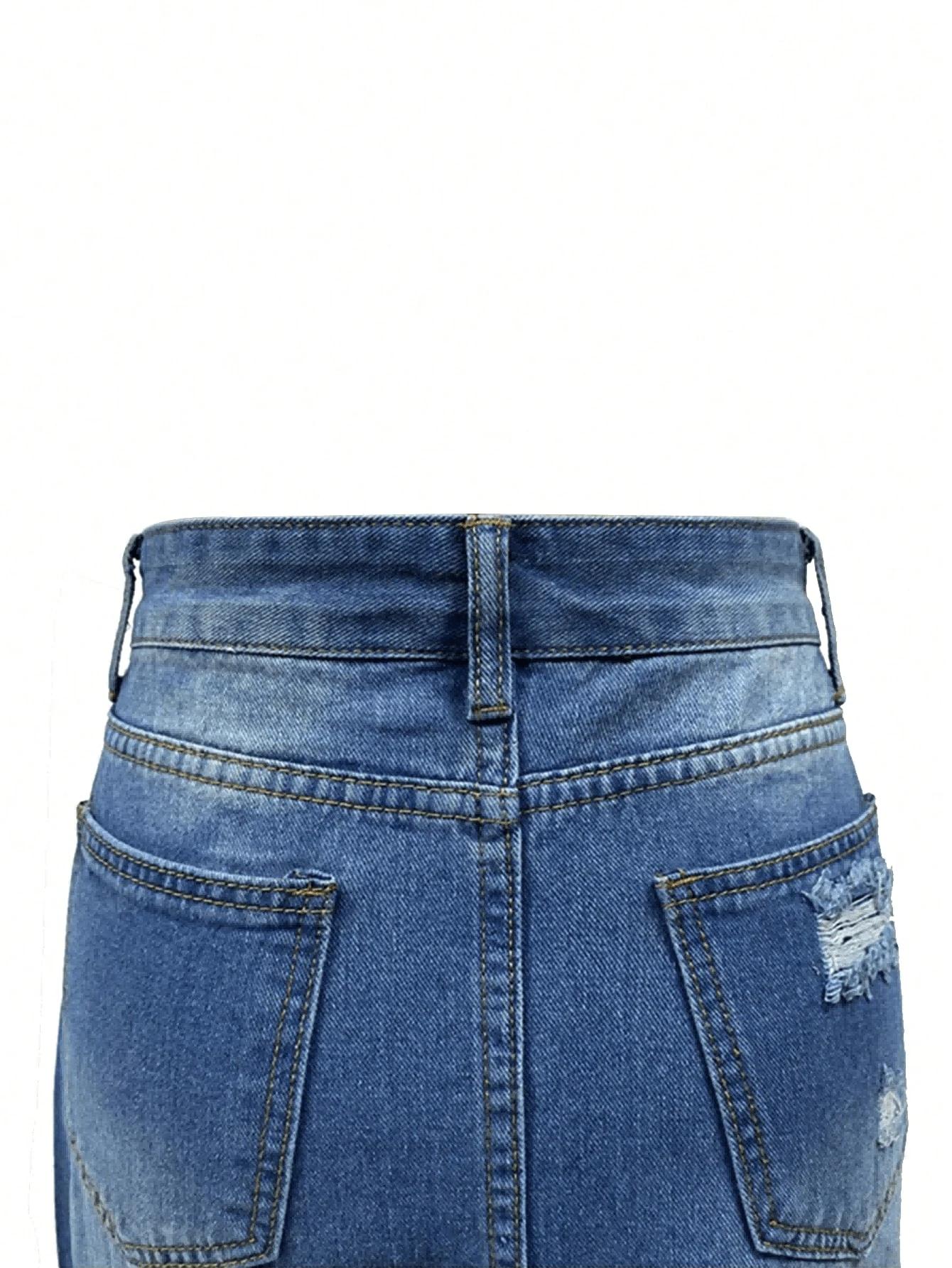 SHEIN JEANSOWA SPÓDNICA MIDI S06__S