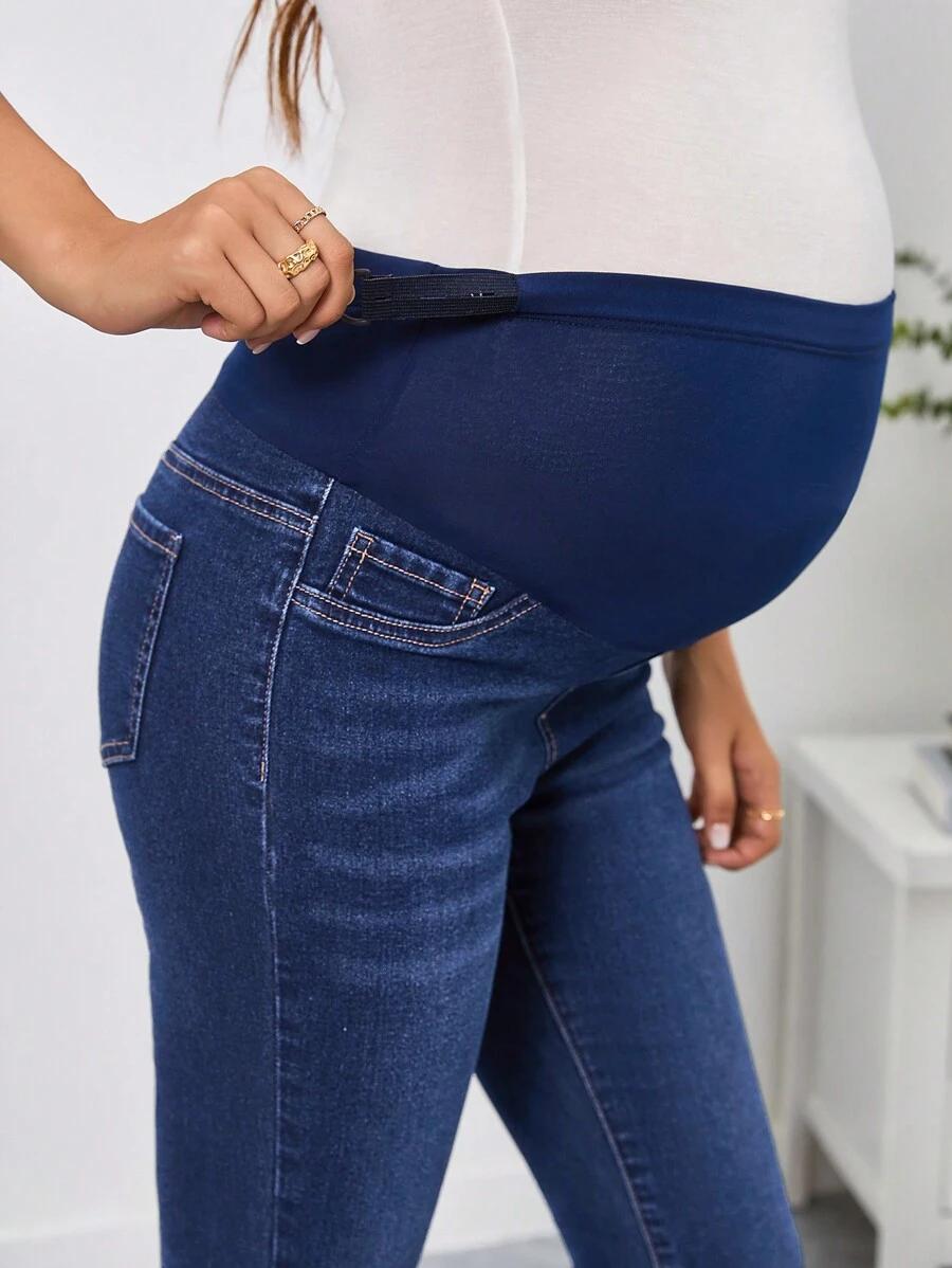 SHEIN NIEBIESKIE CIĄŻOWE JEANSY S06__46
