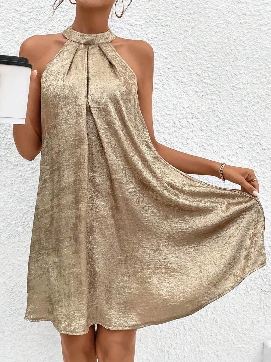 SHEIN ZŁOTA MINI SUKIENKA S06__S