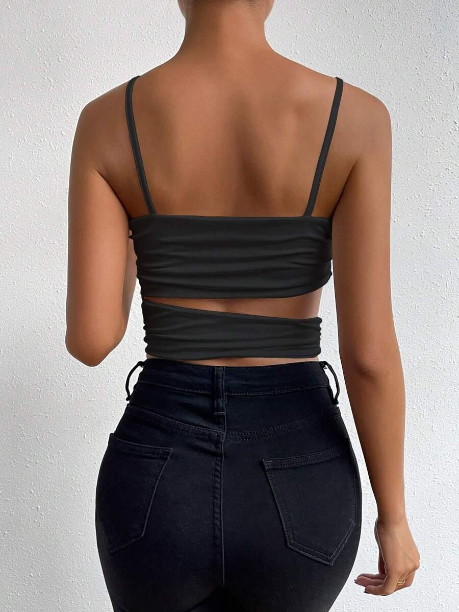 SHEIN CZARNY TOP NA RAMIĄCZKACH S09__XS