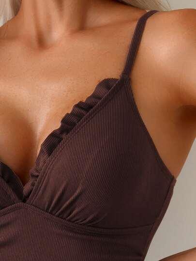 SHEIN BRĄZOWY STRÓJ KĄPIELOWY S09__XL