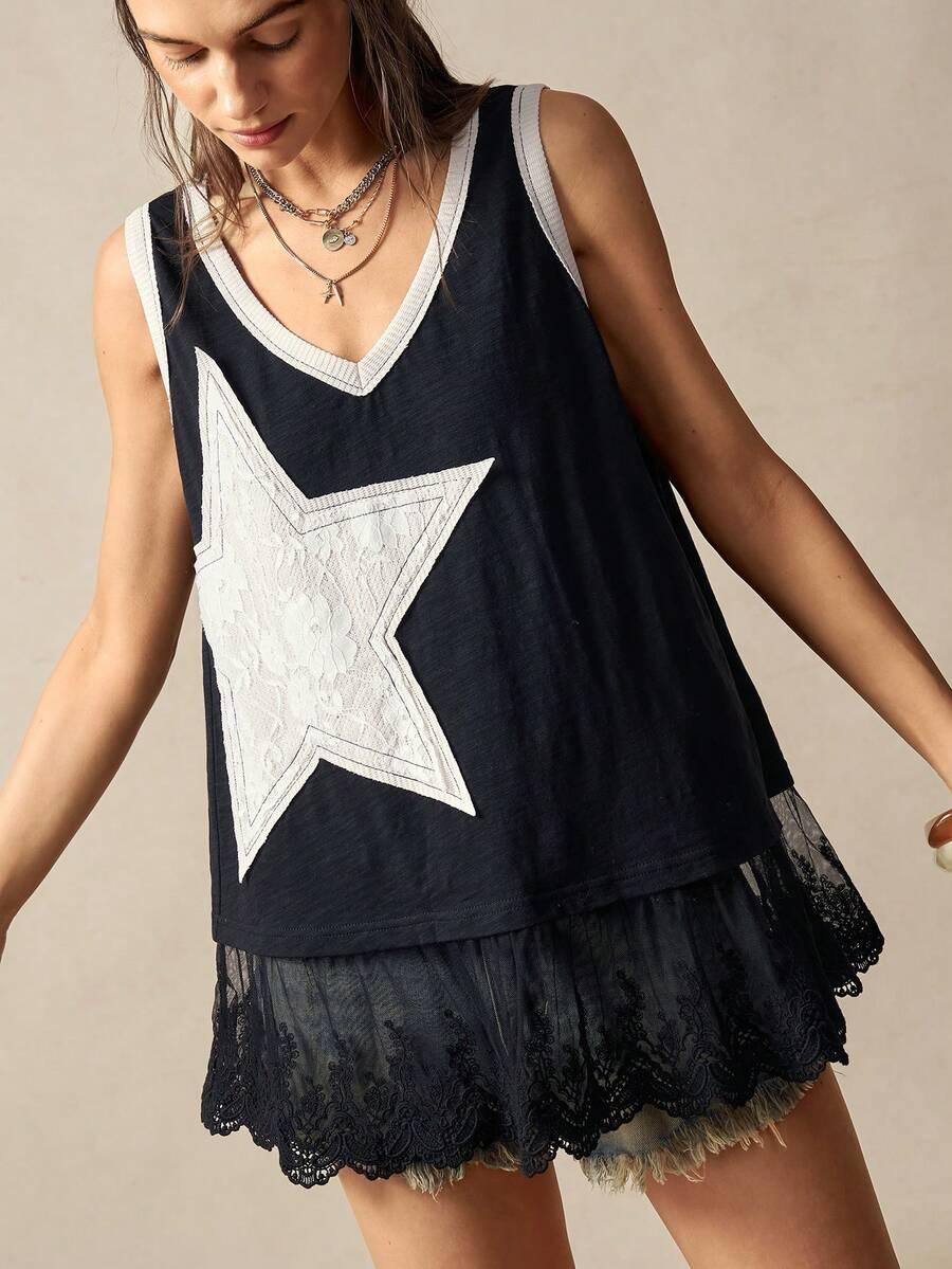 BOHEMELA CZARNY TOP KORONKA S06__L