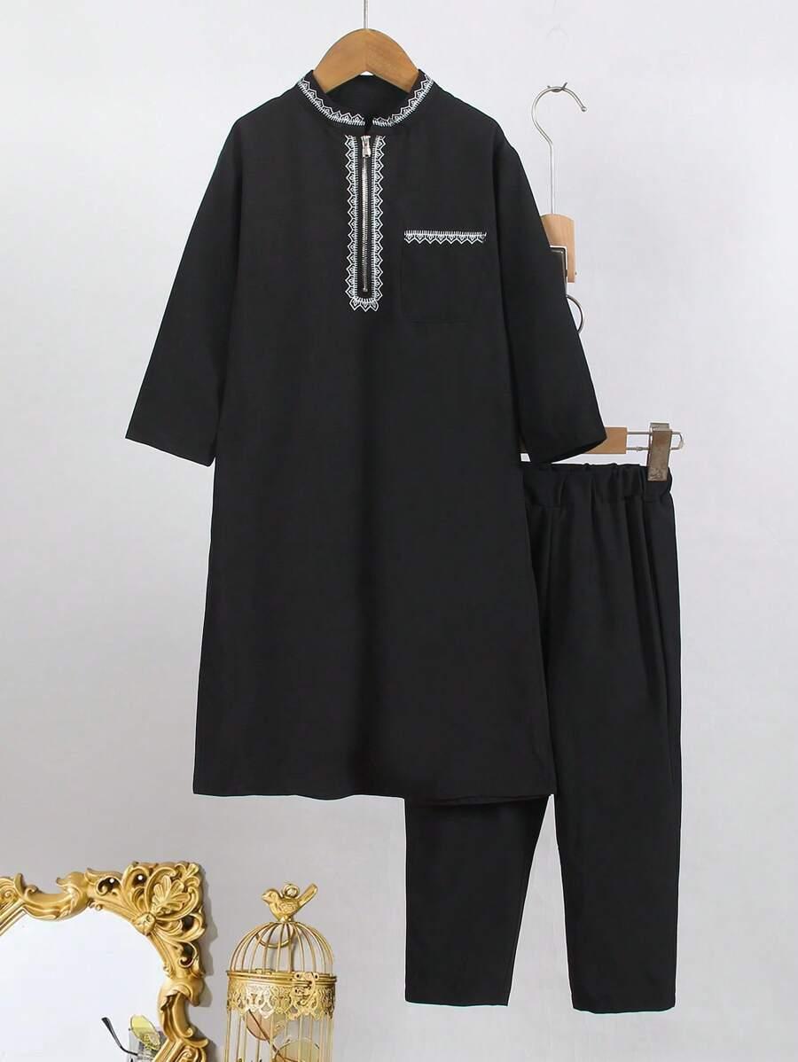 SHEIN CZARNY KOMPLET TUNIKA SPODNIE S06__116-122