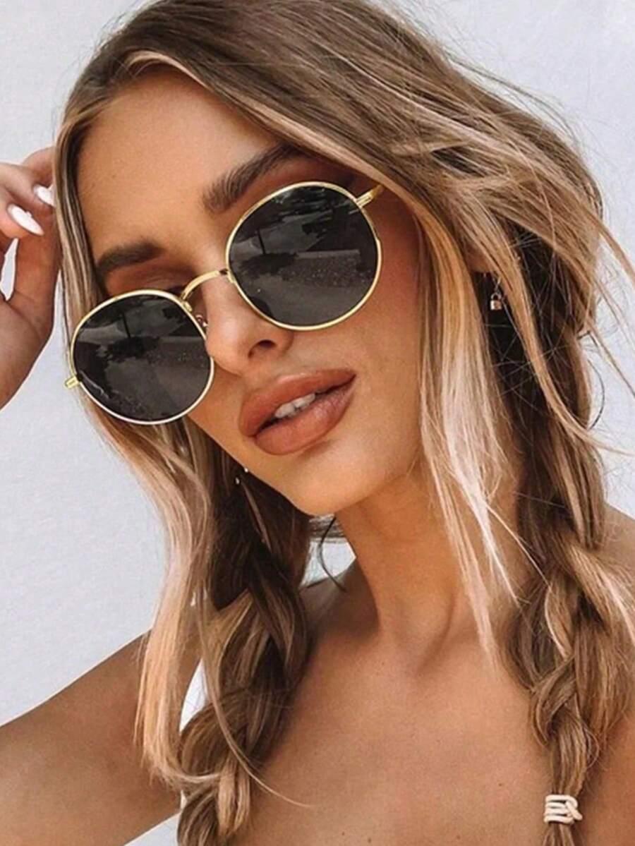 SHEIN OKULARY PRZECIWSŁONECZNE ZŁOTE OPRAWKI S07