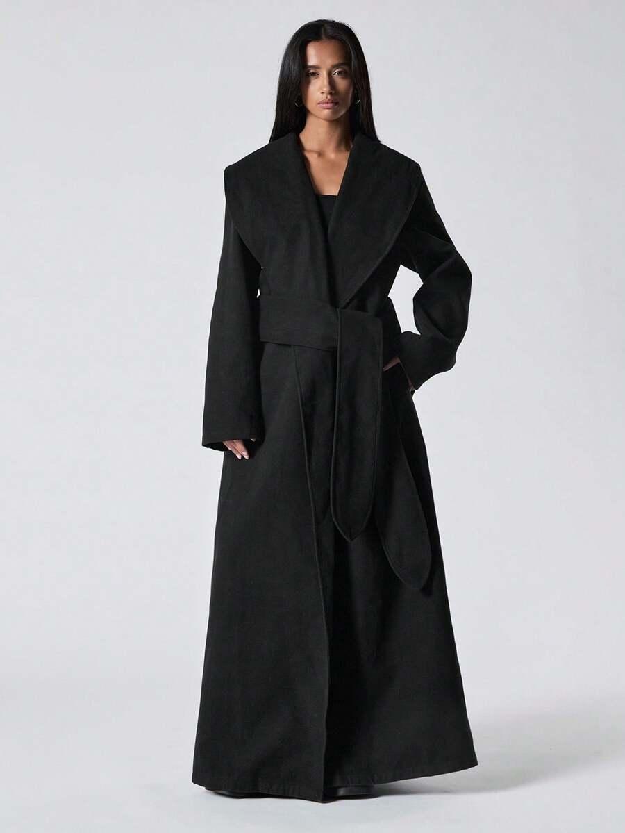 SHEIN CZARNY KLASYCZNY PŁASZCZ W01__48