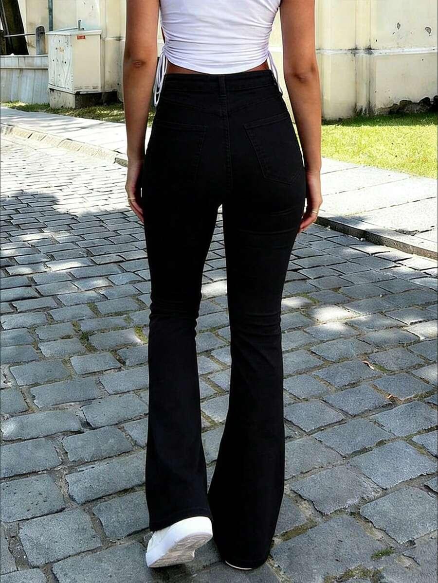 SHEIN CZARNE SPODNIE DZWONY JEANS S06__M