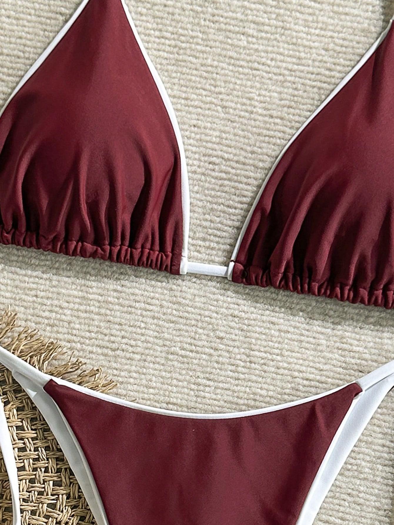 SHEIN CZERWONY DWUCZĘŚCIOWY STRÓJ KĄPIELOWY S09__S