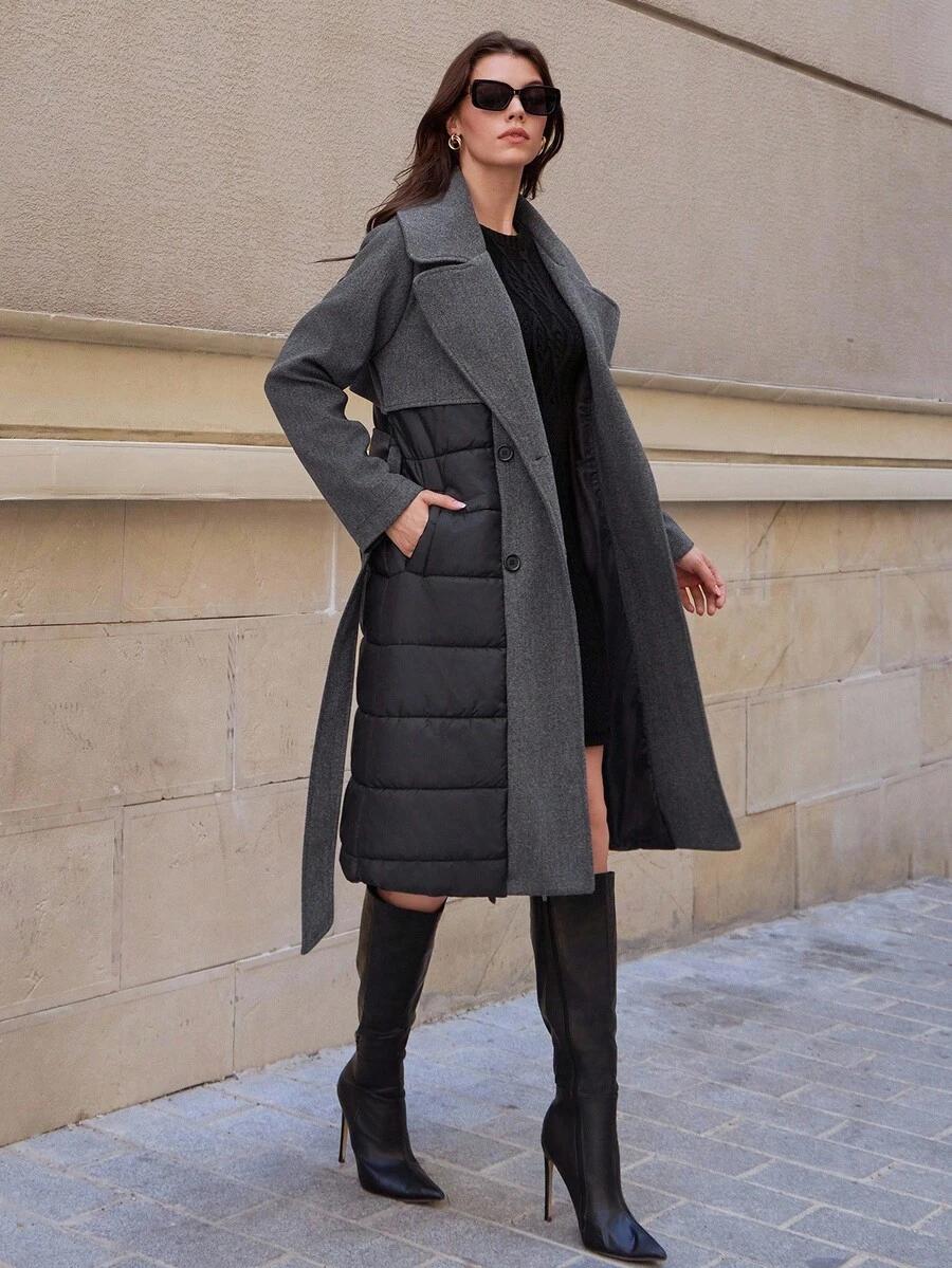 SHEIN DWURZĘDOWY ŁĄCZONY PŁASZCZ W01__S