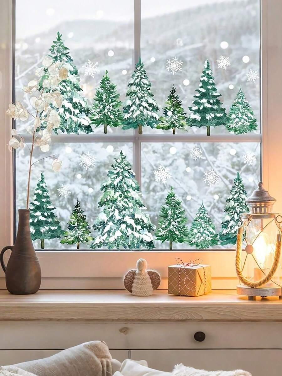 SHEIN NAKLEJKA NA OKNO ZIMOWY LAS BDD__30X60CM